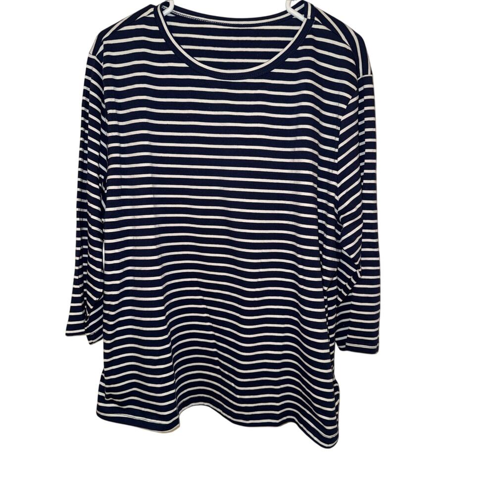Remidoo classic navy and white striped long sleeve top. Women’s XXL